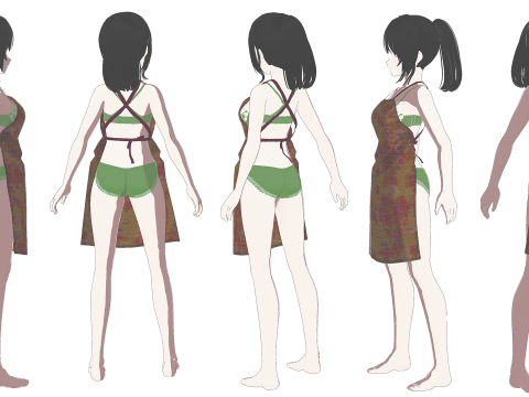 Hot Anime Maid Fully Rigged 3D Model