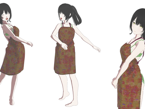 Hot Anime Maid Fully Rigged 3D Model