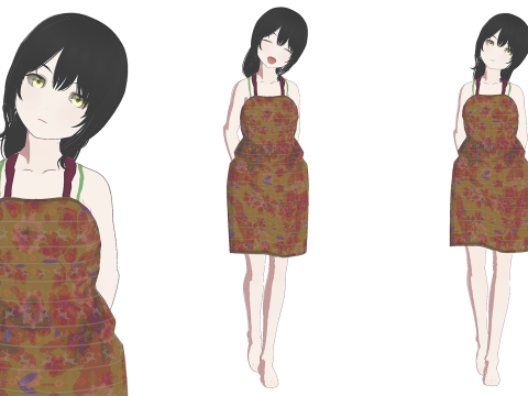 Hot Anime Maid Fully Rigged 3D Model