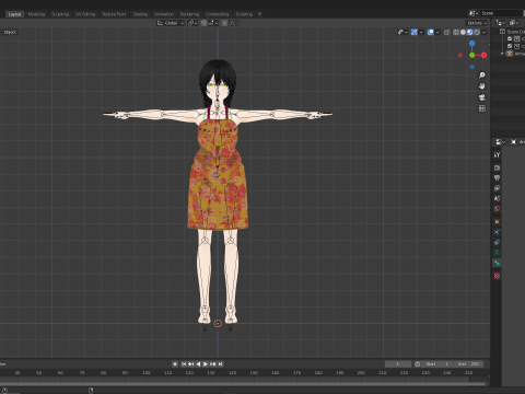 Hot Anime Maid Fully Rigged 3D Model