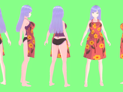 Anime Housewife Mommy 3D Model