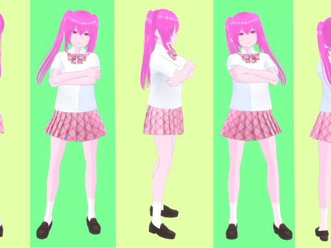 Psycho Anime School Student 3D Model