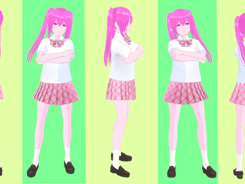 Psycho Anime School Student 3D Model