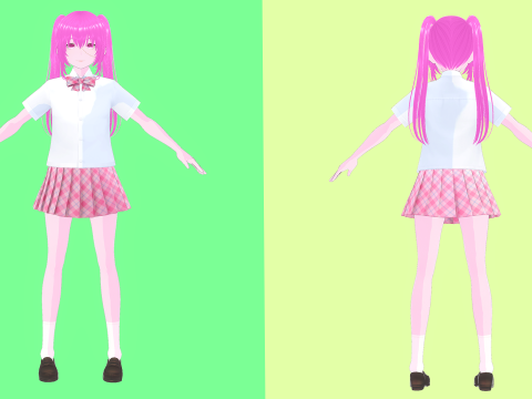 Psycho Anime School Student 3D Model