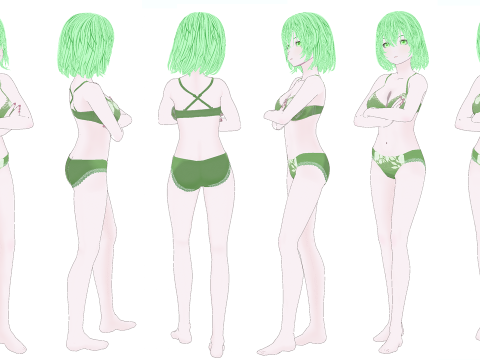 Hot Anime Waifu in Swimsuit 3D Model
