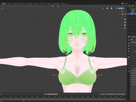 Hot Anime Waifu in Swimsuit 3D Model