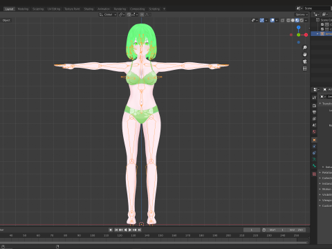 Hot Anime Waifu in Swimsuit 3D Model