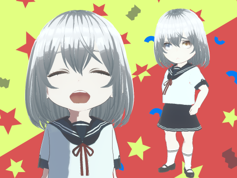 Cute Chibi School Girl 3D Model