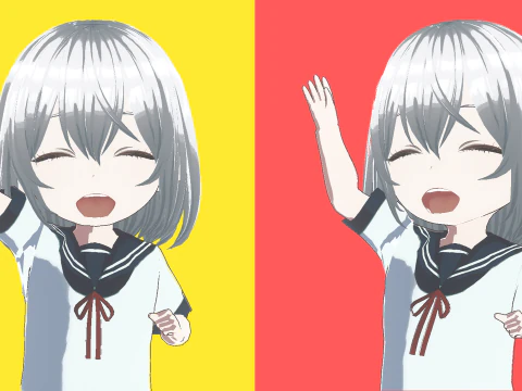 Cute Chibi School Girl 3D Model