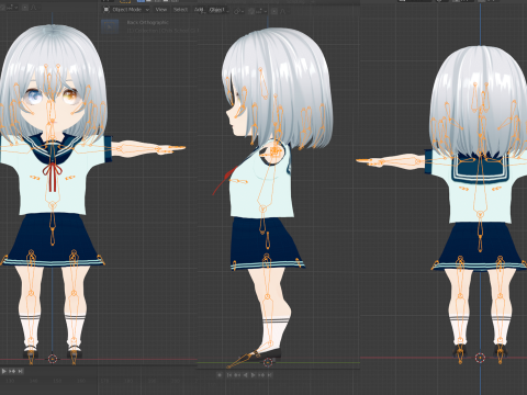 Cute Chibi School Girl 3D मॉडल