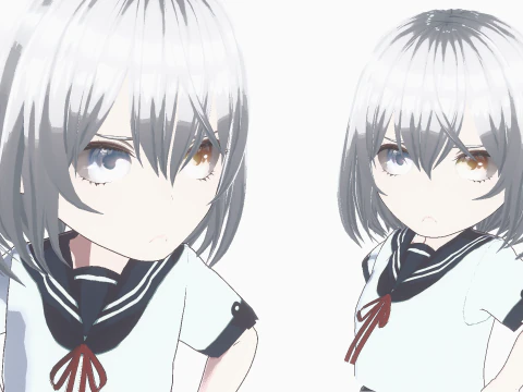Cute Chibi School Girl 3D Model