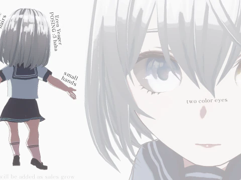 Cute Chibi School Girl 3D Model