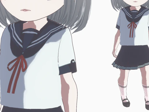 Cute Chibi School Girl 3D Model