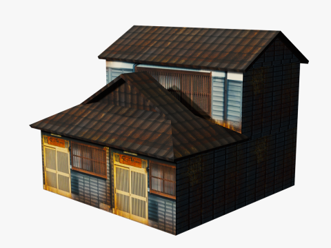 Super Lowpoly Traditional Japanease Town House 3D Model