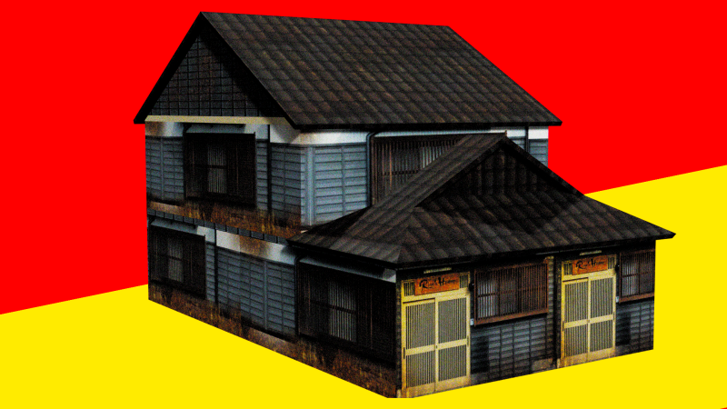 Super Lowpoly Japanese Dual-Roof House Model 3D .c4d .max .obj .3ds .fbx .stl .blend