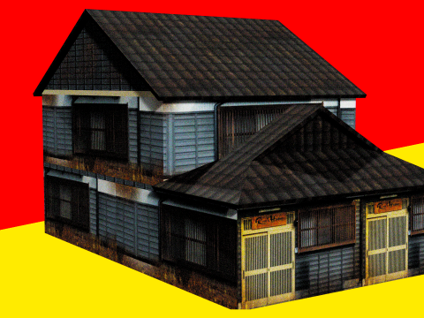 Super Lowpoly Japanese Dual-Roof House 3D Модель
