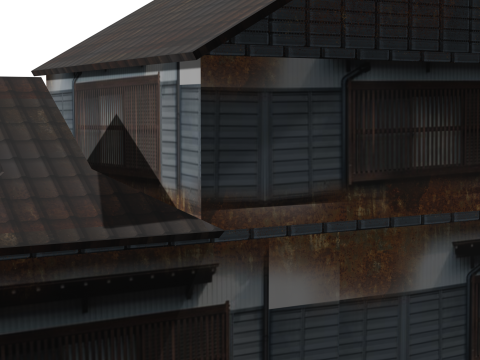 Super Lowpoly Japanese Dual-Roof House Model 3D