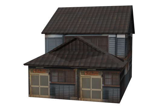 Super Lowpoly Japanese Dual-Roof House Model 3D