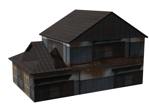 Super Lowpoly Japanese Dual-Roof House Model 3D