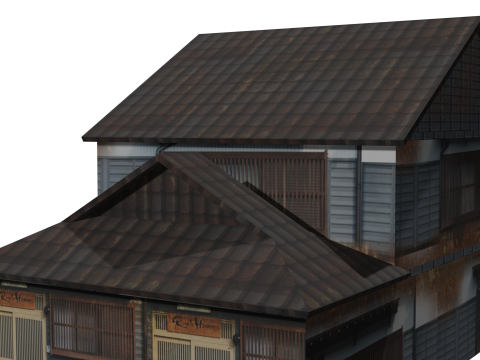 Super Lowpoly Japanese Dual-Roof House Model 3D