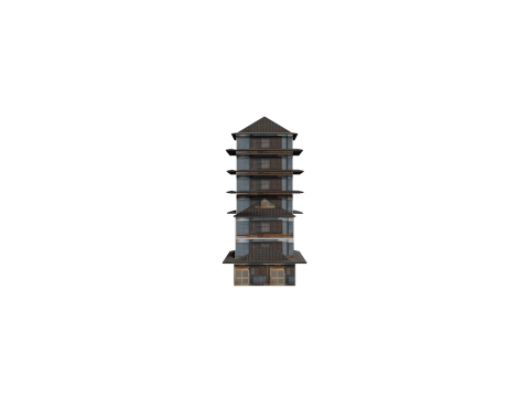 Edo Japanease Building - Super Lowpoly 3D 模型