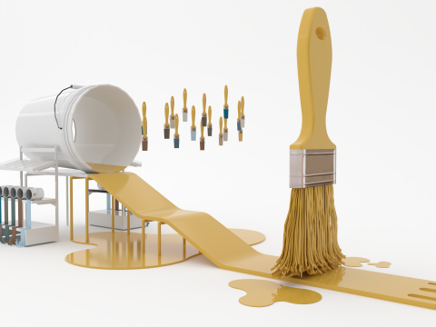 Paintbrush Playground 3D Asset Stylized Game Environment 3D Model