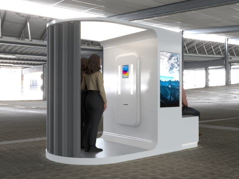 Desain Minimal Futuristik Kios Photobooth Modular Modern Model 3D