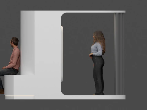 Nowoczesny modułowy fotobudka Kiosk Futurystyczny minimalistyczny design Model 3D