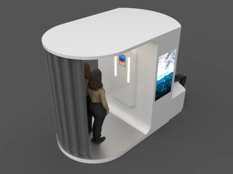 Nowoczesny modułowy fotobudka Kiosk Futurystyczny minimalistyczny design Model 3D