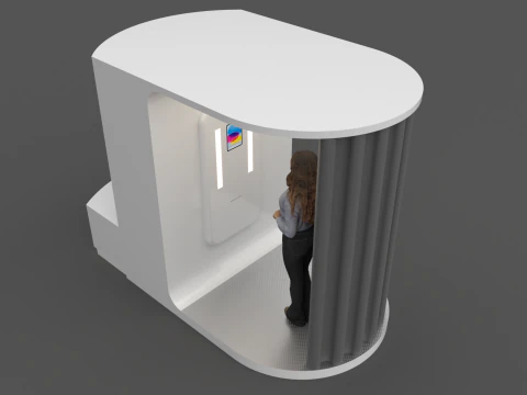 Nowoczesny modułowy fotobudka Kiosk Futurystyczny minimalistyczny design Model 3D