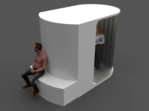 Nowoczesny modułowy fotobudka Kiosk Futurystyczny minimalistyczny design Model 3D