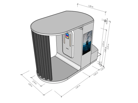 Nowoczesny modułowy fotobudka Kiosk Futurystyczny minimalistyczny design Model 3D