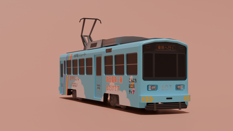 Osaka Tokyu Sharyo mo 601 kata low-poly tram 3D Модель .c4d .max .obj .3ds .fbx .stl .blend 