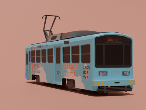 Osaka Tokyu Sharyo mo 601 kata low-poly tram 3D Model