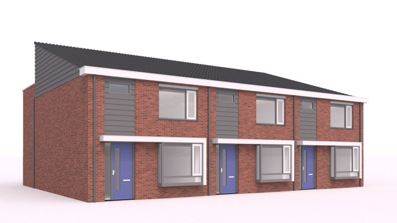 Terraced houses 3D Model .c4d .max .obj .3ds .fbx .stl .blend 