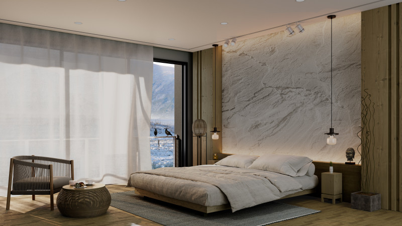 Minimalist Bedroom Scene 3D Model .c4d .max .obj .3ds .fbx .stl .blend