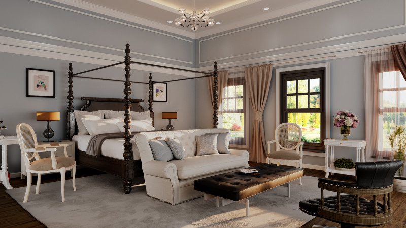 Classic Luxury Bedroom Interior 3D 모델 .c4d .max .obj .3ds .fbx .stl .blend