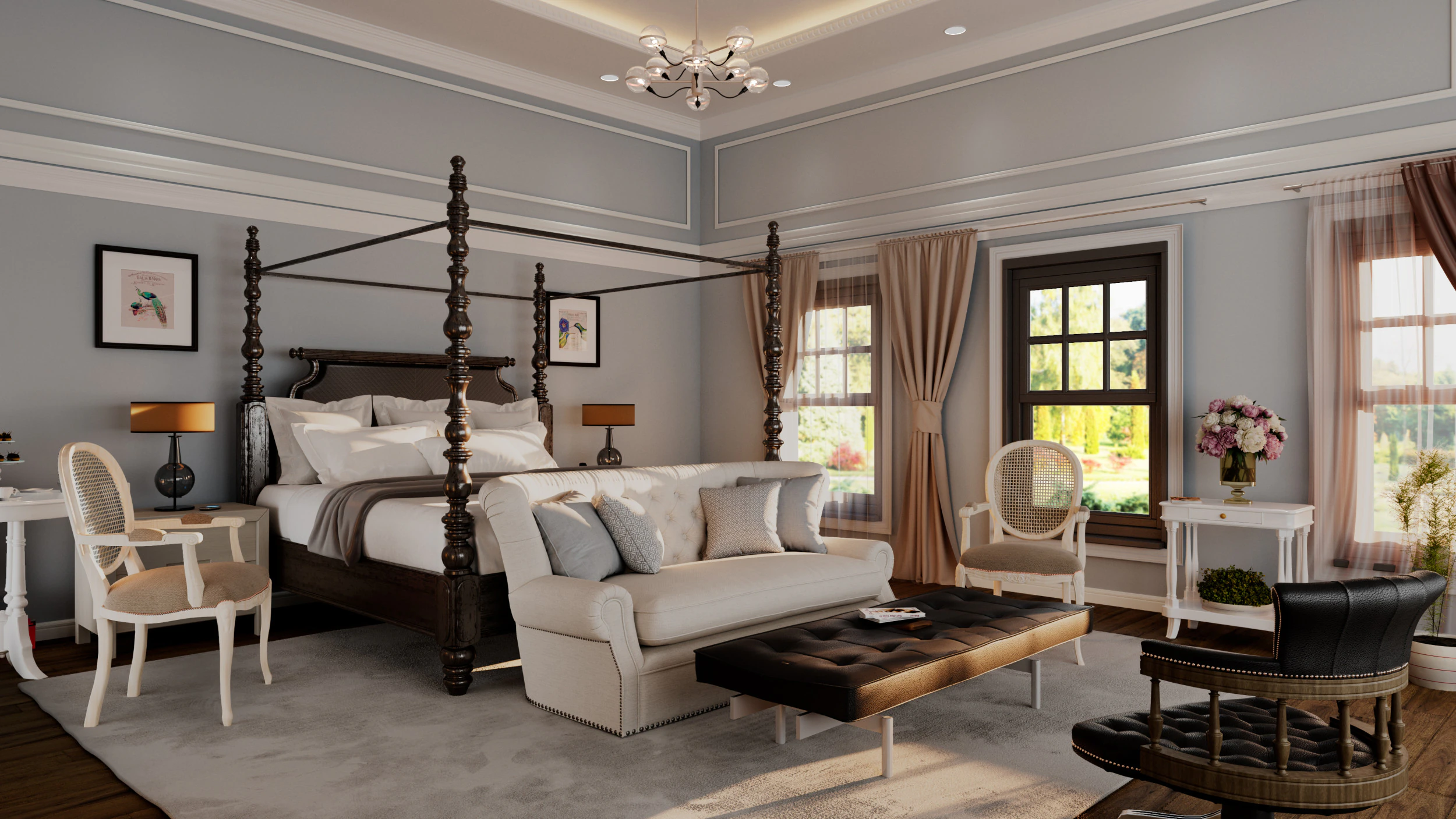Classic Luxury Bedroom Interior 3D Model .c4d .max .obj .3ds .fbx .stl .blend 