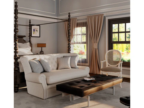 Classic Luxury Bedroom Interior 3D Model