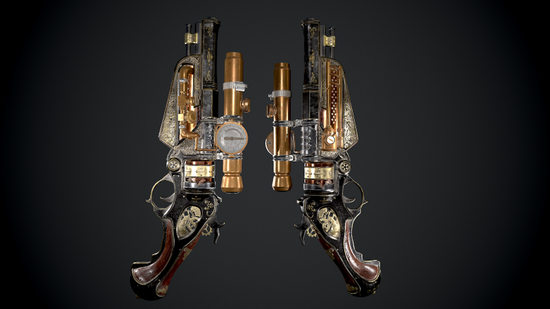 Pistolet 3D Model .c4d .max .obj .3ds .fbx .stl .blend