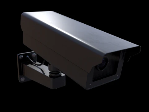Zwarte beveiligingscamera 3D Model