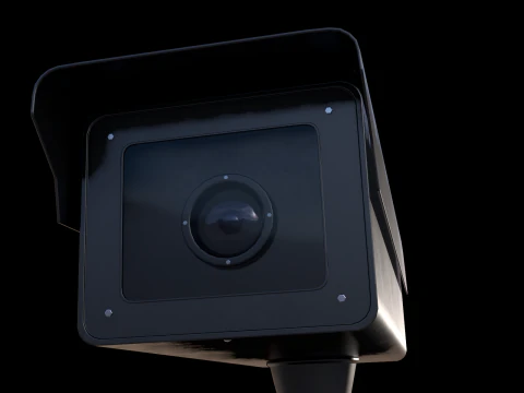 Zwarte beveiligingscamera 3D Model