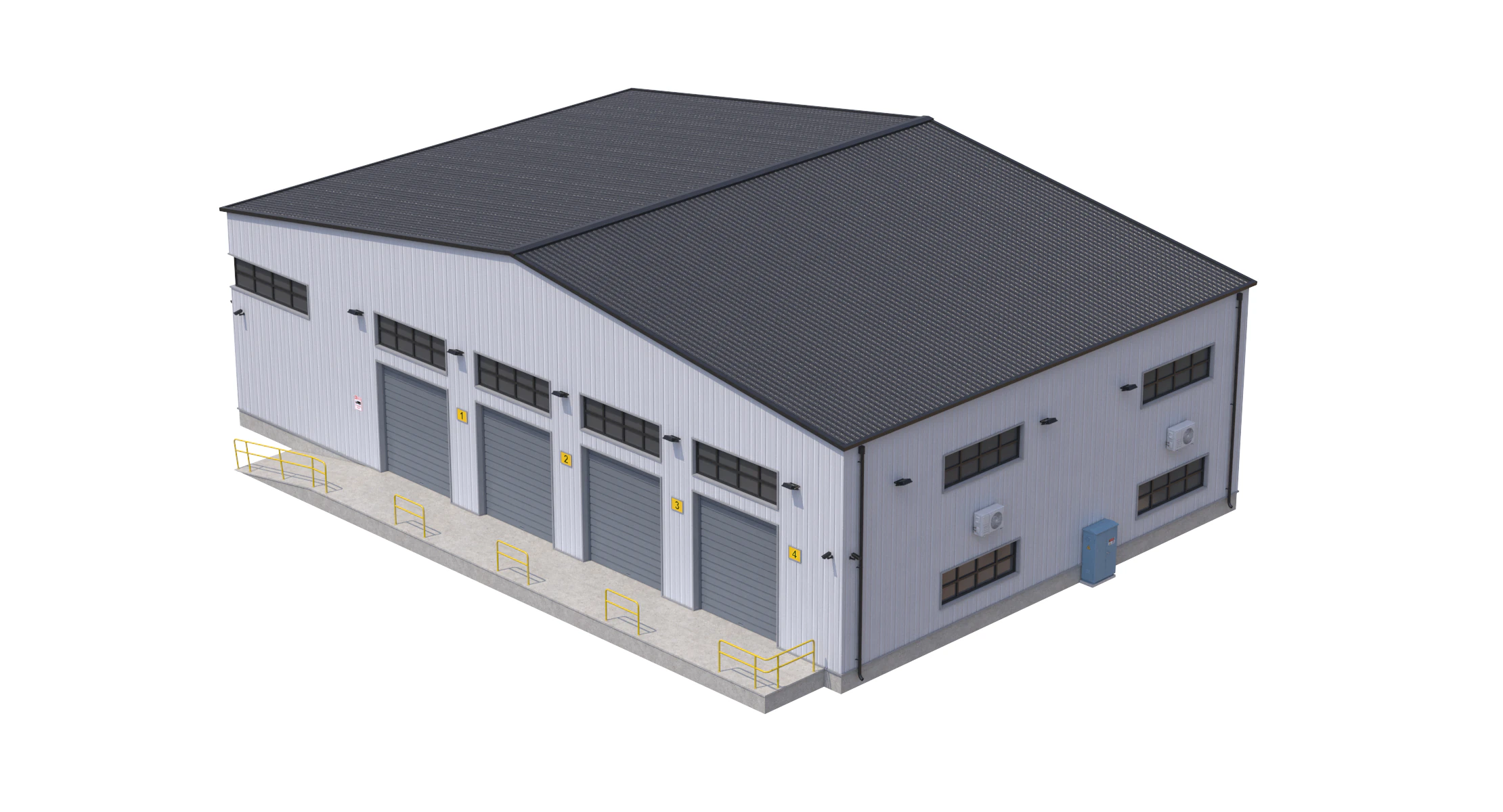 Industrial Building 3D Model .c4d .max .obj .3ds .fbx .stl .blend 