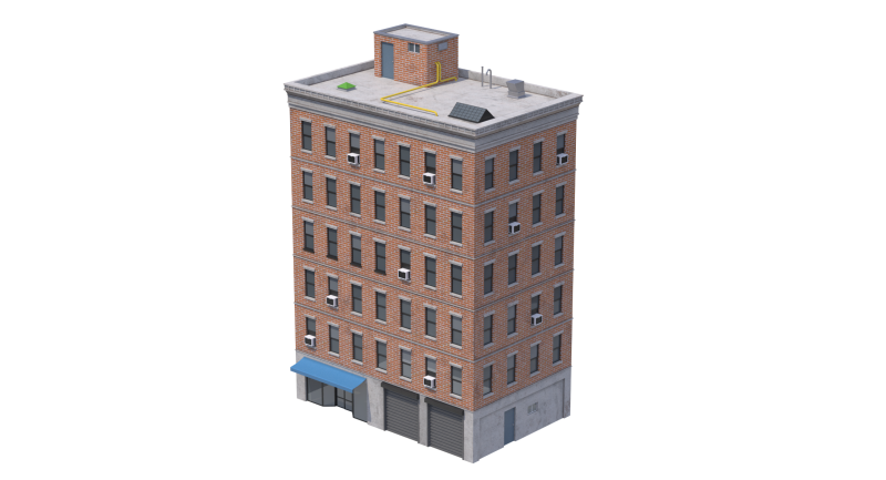 Apartment Building 2 3D मॉडल .c4d .max .obj .3ds .fbx .stl .blend