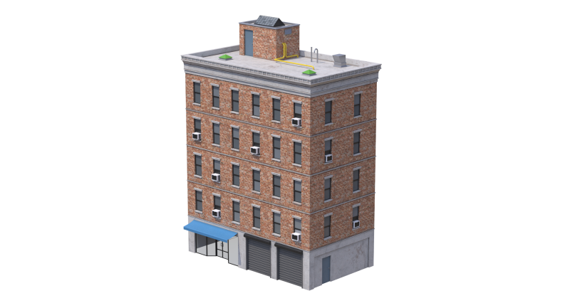 Apartment Building 3 3D Model .c4d .max .obj .3ds .fbx .stl .blend