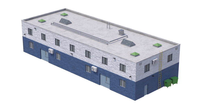 Industrial Building 2 3Dモデル .c4d .max .obj .3ds .fbx .stl .blend