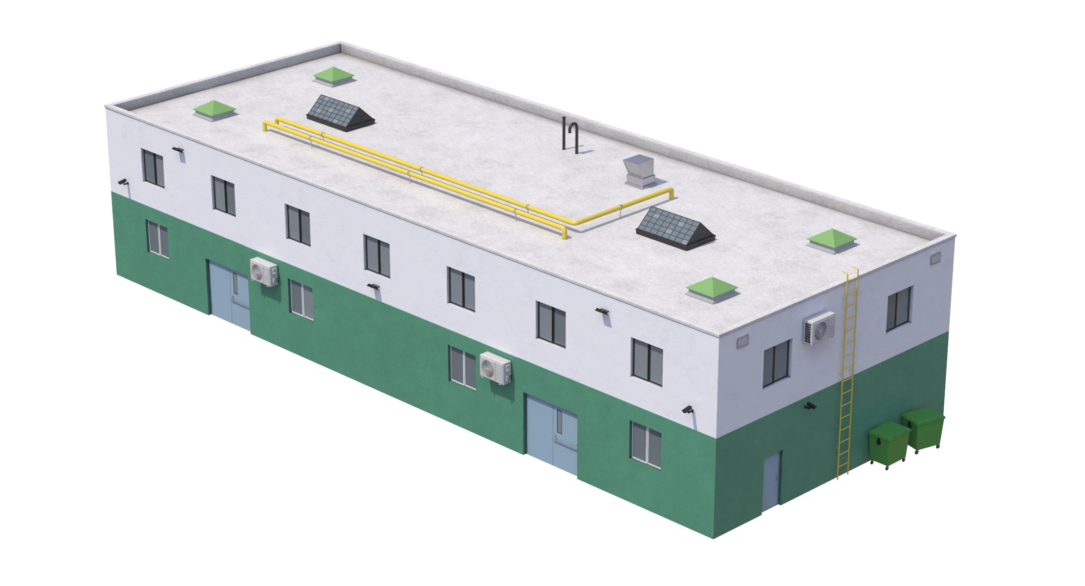 Industrial Building 3 3D Model .c4d .max .obj .3ds .fbx .stl .blend
