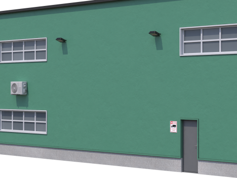 Green Industrial Building Model 3D
