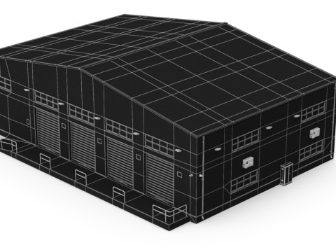 Green Industrial Building Model 3D