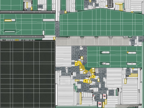 Green Industrial Building Model 3D